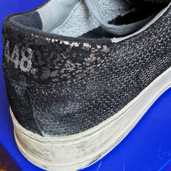 PP48 Jack Fujy Low Top Black Suede & Metallic "Hand -Distressed"Size 8 - Picture 14 of 16